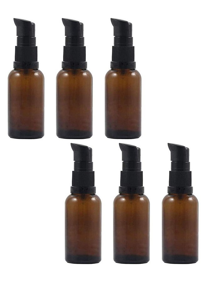 vipolish 6Pcs 30Ml 1 Oz Empty Refillable Amber Glass Lotion Bottles Portable Pump Bottles Makeup Sample Storage Holders Oil Shampoo Sample Containers - Image 1