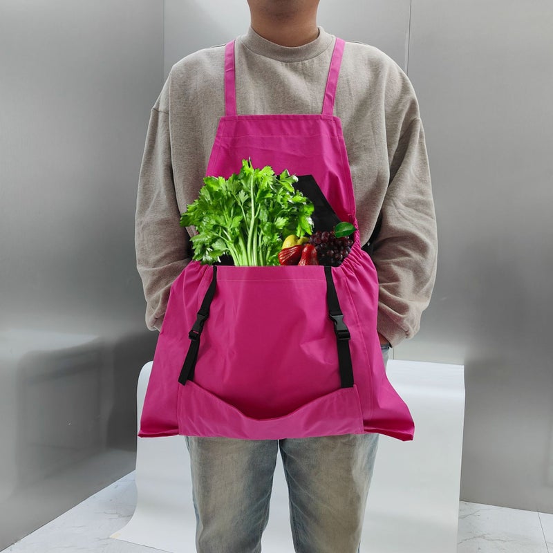 Garden Picking Apron Large Pocket Orchard Fruit Storage Bag Multi-purpose Backpack Apron Vegetable Garden Foraging Bag Rose