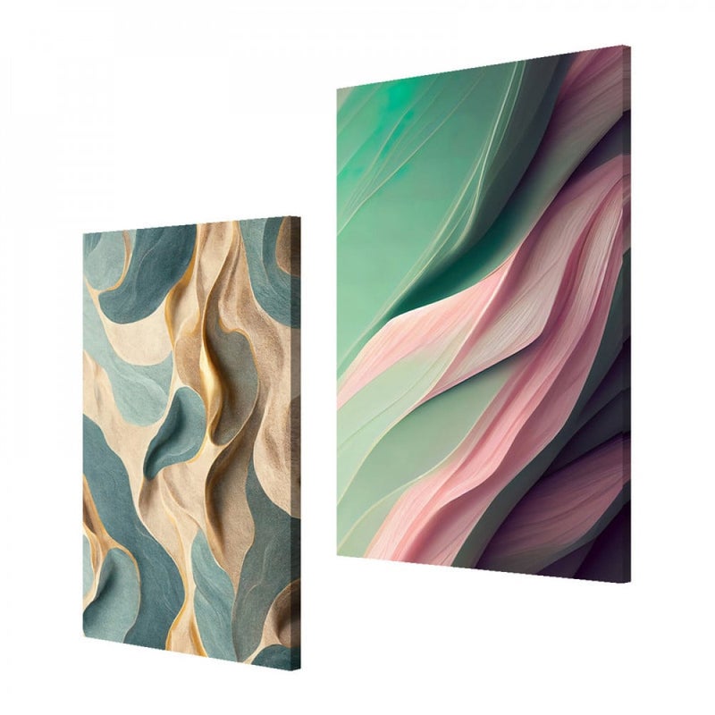 ماركتنا لوحة قماشية ثنائية بتصميم تجريدي بمقاس اجمالي 100×70 سم - Image 2