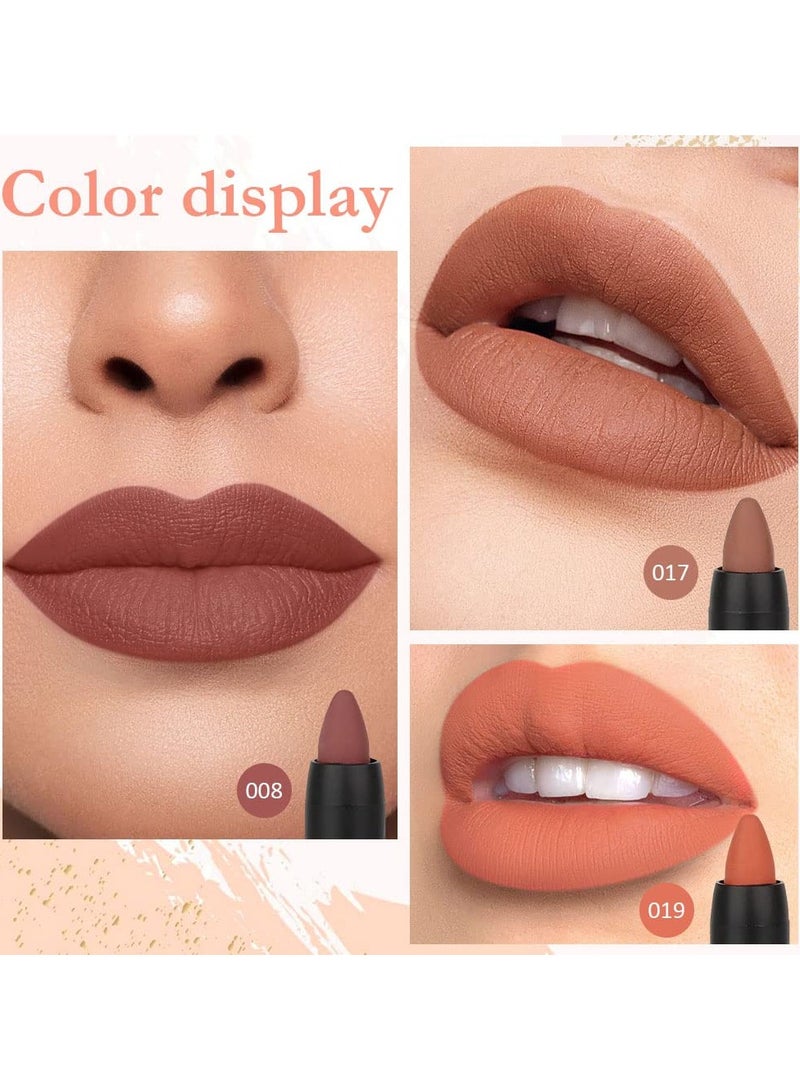 ORiTi 3Pcs Nude Beige Dark Light Brown Yellow Matte Lipstick and Lip Crayon Lip Liner Stick Pencil duo Makeup Set Long Lasting 24 Hour Waterproof Lip Gloss mate 24 horas originales 08&17&19 - Image 2