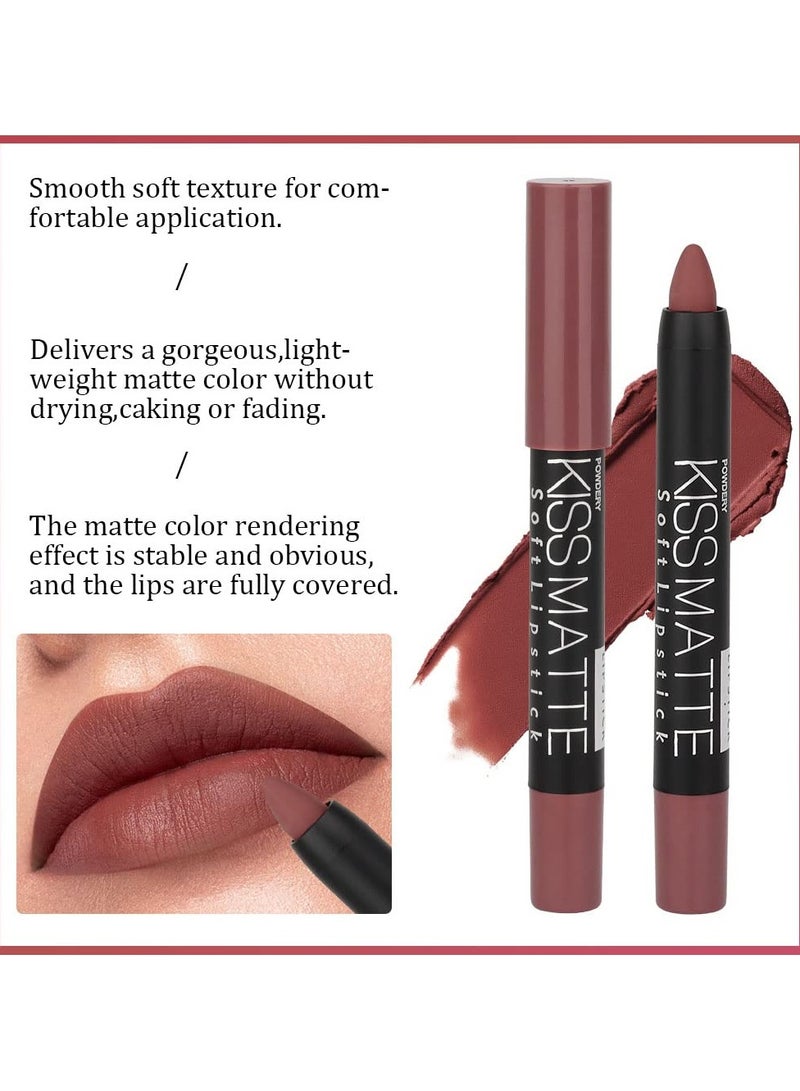 ORiTi 3Pcs Nude Beige Dark Light Brown Yellow Matte Lipstick and Lip Crayon Lip Liner Stick Pencil duo Makeup Set Long Lasting 24 Hour Waterproof Lip Gloss mate 24 horas originales 08&17&19 - Image 3