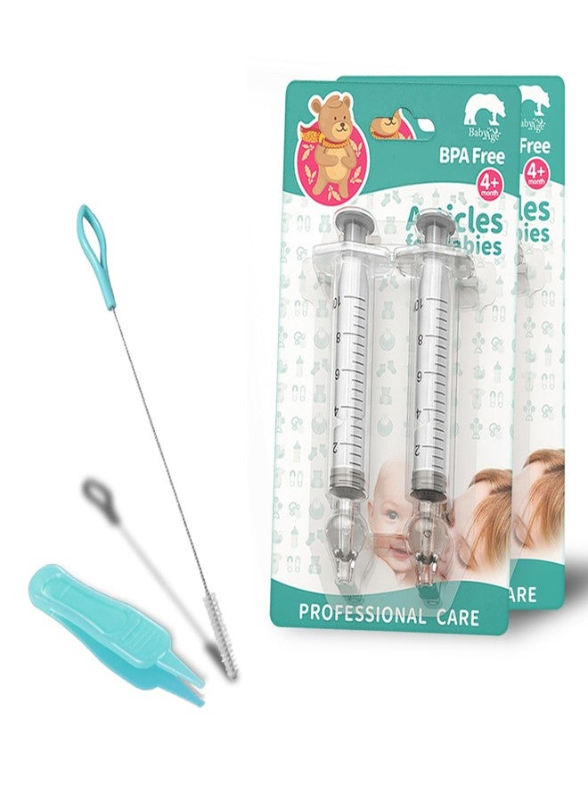 Elfzone Nasal Syringe for Baby - 4PCS with Cleaning Tools - Safe Silicon Baby Nasal Aspirator Qucik Syringe Nose Cleaner Rinsing Tool for Baby/Infant/Kid (Transparent, 4PCS) - Image 1