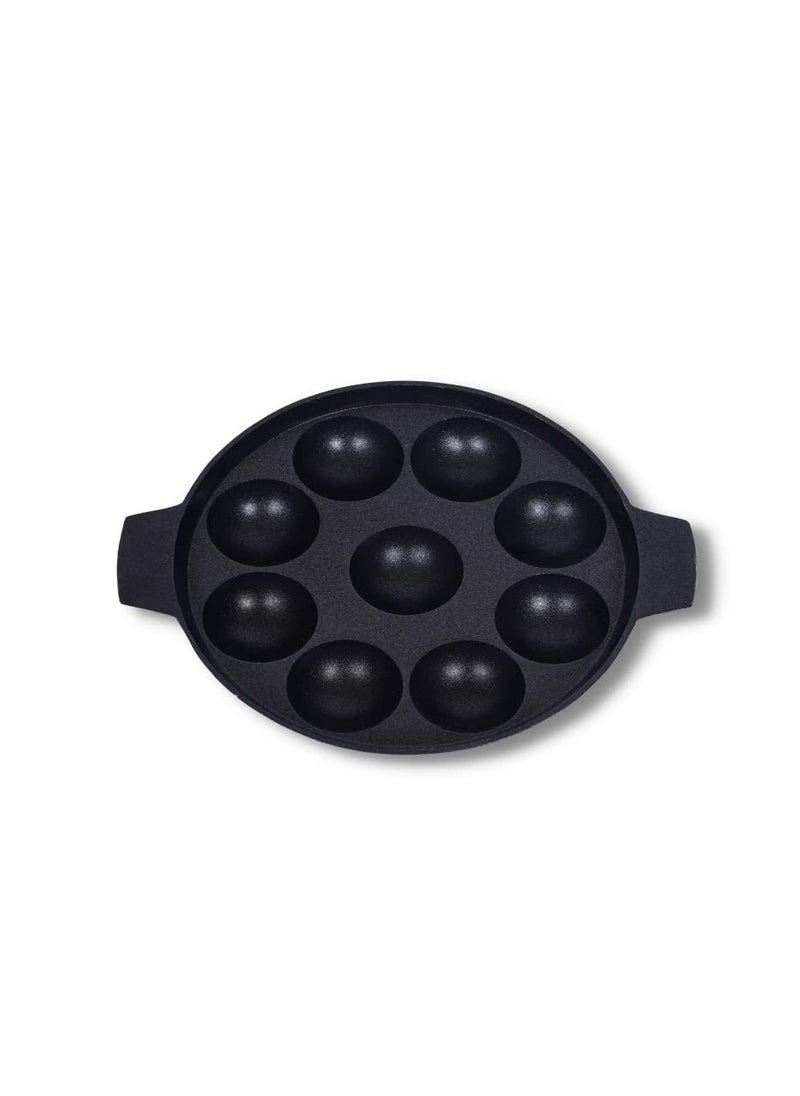 Mithra - Induction Base Non Stick Paniyaram Appam Pan, Black, 9 Cavity - Image 1