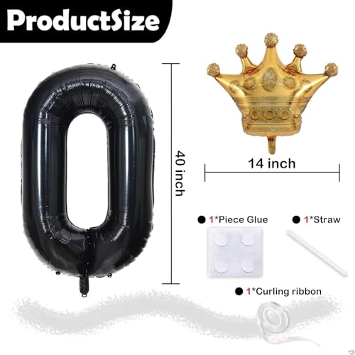 Florisland 40 inch Large Black 35 Balloon Number with Gold Crown Balloons 35th Birthday Big Foil Mylar Helium Balloon for Boys Girls 35th Birthday Anniversary Decorations Supplies FavorsNumber 35 Balloons - Image 5