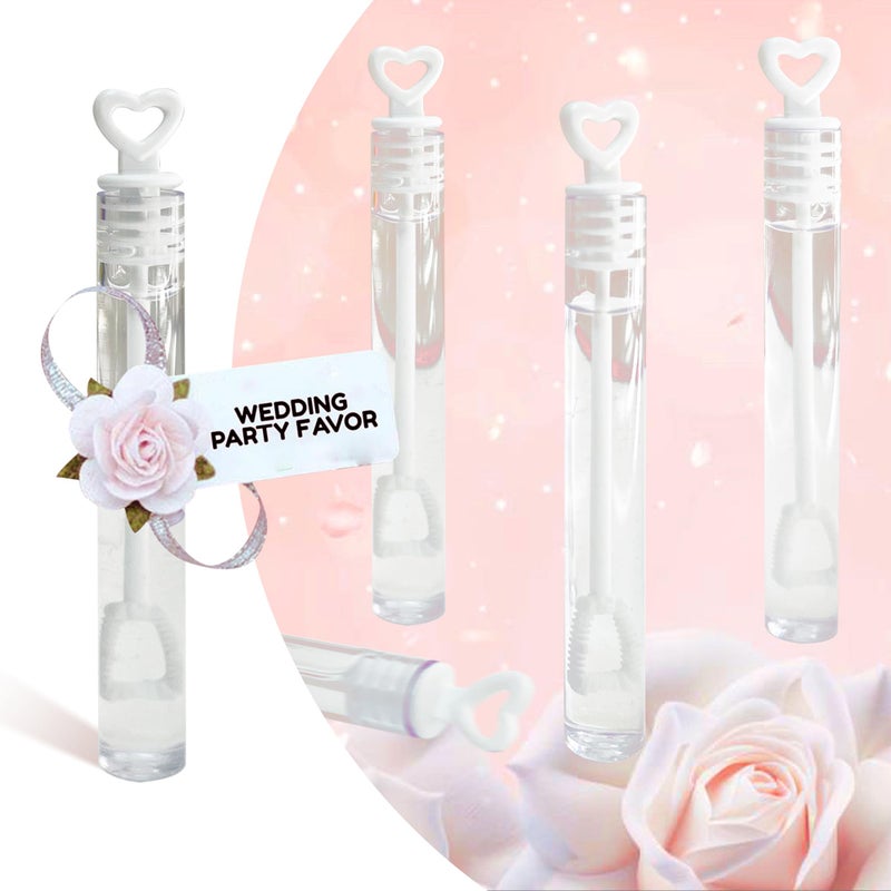 GIFTEXPRESS 96 pcs 4.2" White Heart Bubble Wands, Party Favors for Weddings Supplies, Valentine's Day, Party and Anniversaries (96 Pack) - Image 2