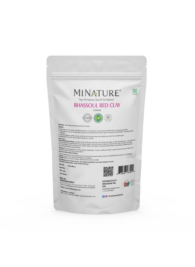 minature Rhassoul Red Clay Powder For Face Deep Cleansing, Even Skin Tone, Acne And Hair Care | All Skin Type & Unisex Use| 100% Pure & Herbal Hair & Skin Care Mask | 227G (8 Oz) Pack Of 1 - Image 2