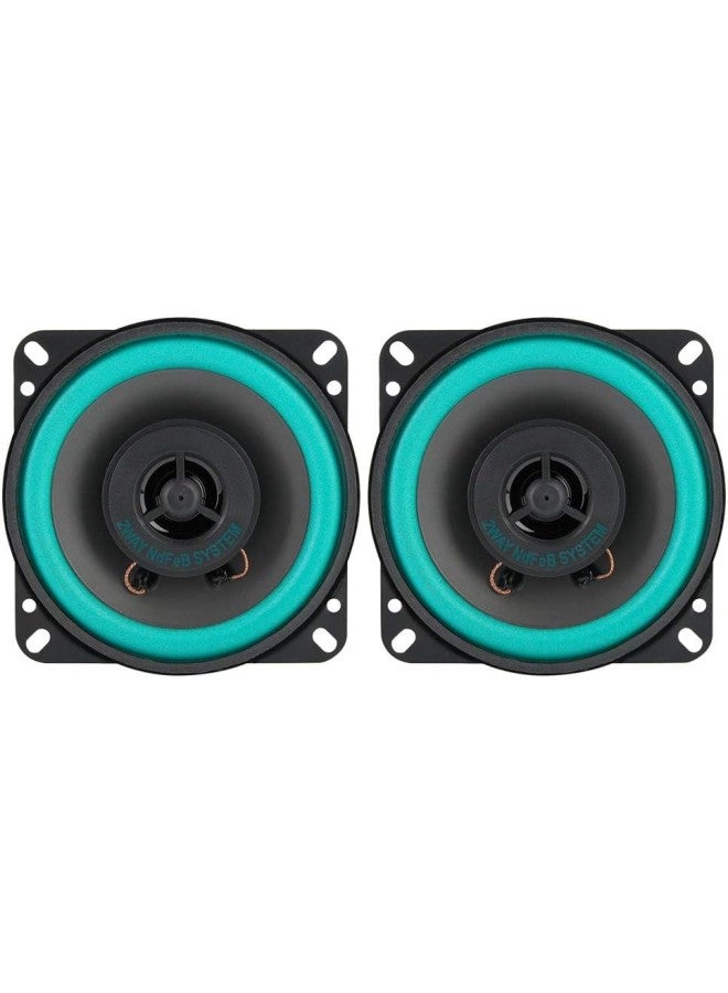 klarako 2pcs 4 Inch 100W Car Tweeter Super Power Loud Speaker Vehicle Door Music Audio Speakers Black + Green  - Image 1