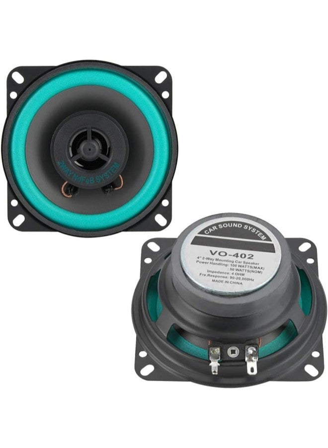 klarako 2pcs 4 Inch 100W Car Tweeter Super Power Loud Speaker Vehicle Door Music Audio Speakers Black + Green  - Image 4