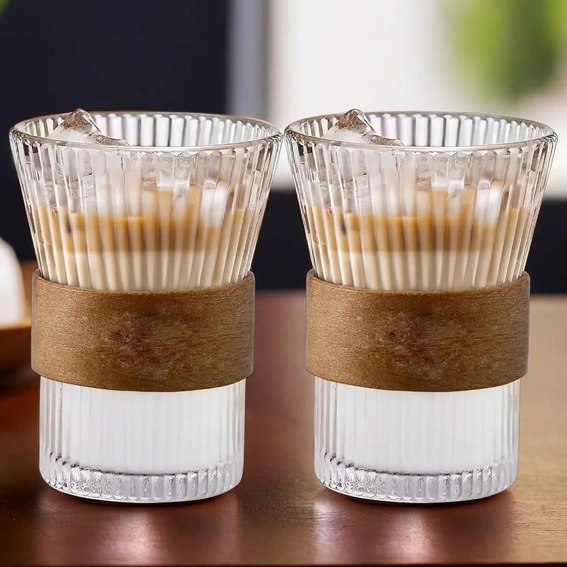 Umai UMAI Glass Tea and Coffee Mugs Pack of 2 280ml Each LeadFree Glass Cups with Anti Slip Leather Sleeves for Hot Cold Beverages Mugs for Coffee Tea Cup Set House Warming Gifts for New Home - Image 1