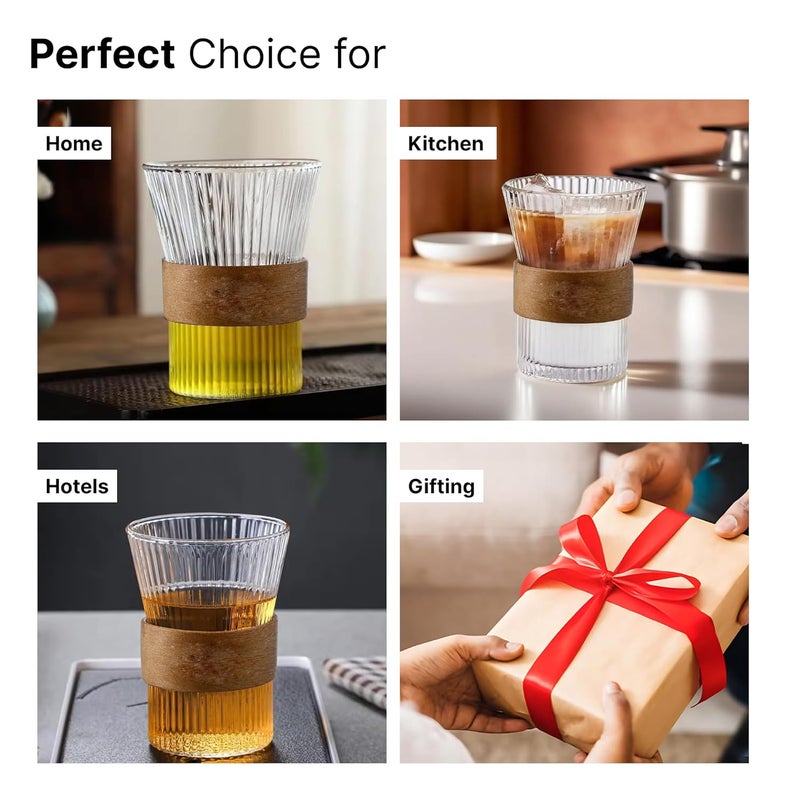 Umai UMAI Glass Tea and Coffee Mugs Pack of 2 280ml Each LeadFree Glass Cups with Anti Slip Leather Sleeves for Hot Cold Beverages Mugs for Coffee Tea Cup Set House Warming Gifts for New Home - Image 5