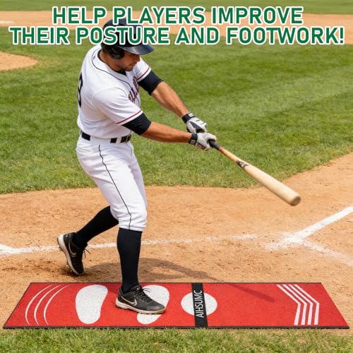 AIHSUMC Softball Pitching Mat with Strike Zone, Wear-Resistant Portable Training Mat for Batting Stance Practice, 54 x 12 Inch, Indoor & Outdoor Baseball Practice for Youth Beginners - Image 5
