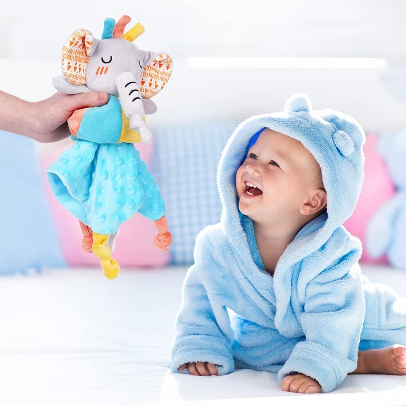 Vicloon Elephant Baby Security Blanket 3IN1 Plush Baby Security Blanket with TagsTeether Babies Security Blanket for BoysGirls Security Blanket for Nursery Strollers Cribs Car SeatsBLUE - Image 2