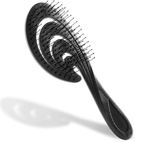 Ninabella Organic Detangling Hair Brush for Women, Men & Children - Does not Pull on Hair - Hair Straightening Brushes for Straight, Curly & Wet Hair - Unique Wave Hairbrush Black - Image 1