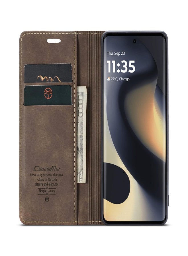 Kowauri جراب Kowauri لهاتف Motorola Moto Edge 2024، جراب محفظة كلاسيكي من الجلد الصناعي PU قابل للطي للنساء والرجال مع حامل بطاقات وإغلاق مغناطيسي وغطاء حماية مقاوم للصدمات لهاتف Motorola Edge 2024 (لون قهوة) - Image 2