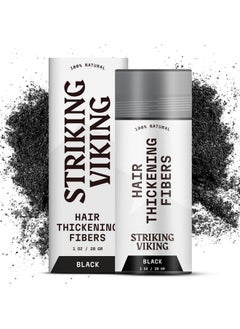 Striking Viking Striking Viking Hair Fibers for Thinning Hair - Hair Building Fibers (Black) 28g - Naturally Derived Formula - Long Lasting Hair Powder for Undetectable, Thicker Looking Hair for Men & Women  - Image 1