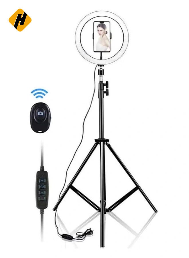 HuHa 10 Inch Selfie Ring Light with 210CM Tripod & Cell Phone Holder & Bluetooth Remote Shutter for Live Stream, YouTube Video, Makeup  - Image 1