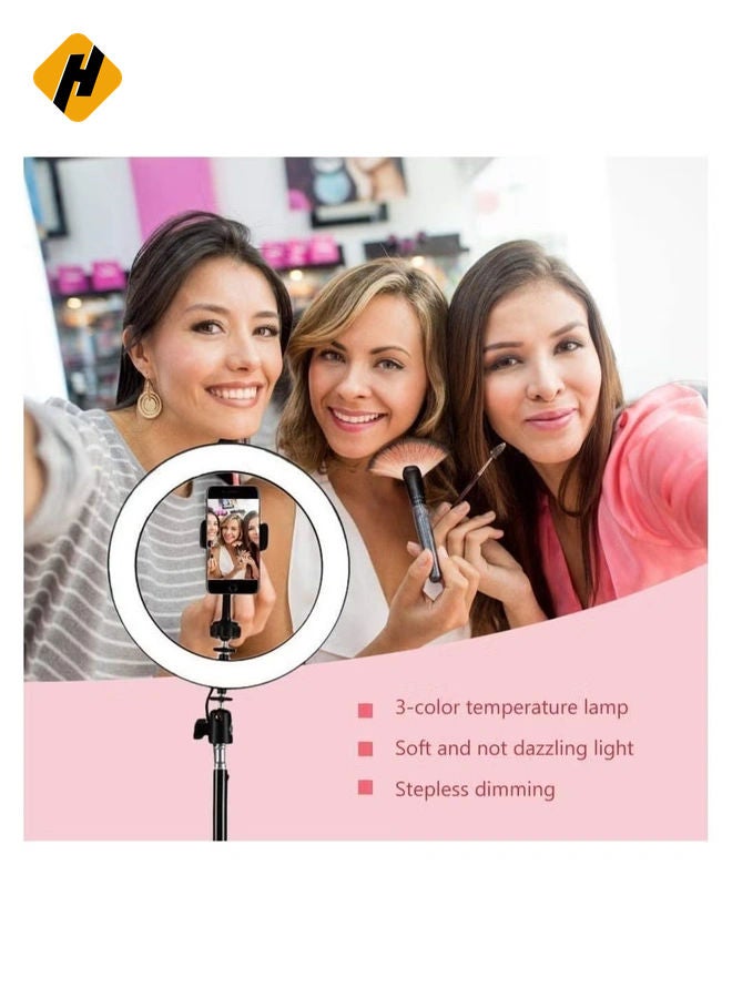 HuHa 10 Inch Selfie Ring Light with 210CM Tripod & Cell Phone Holder & Bluetooth Remote Shutter for Live Stream, YouTube Video, Makeup  - Image 5