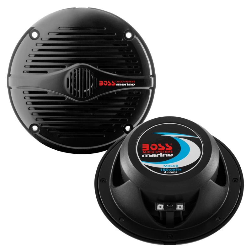 BOSS Audio Systems MR50B 5.25 inch Marine Stereo Boat Speakers - 150 Watts (pair), 2 Way, Full Range Audio, Tweeters, Coaxial, Weatherproof, Sold in Pairs - Image 1