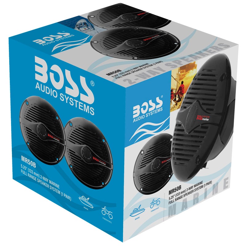 BOSS Audio Systems MR50B 5.25 inch Marine Stereo Boat Speakers - 150 Watts (pair), 2 Way, Full Range Audio, Tweeters, Coaxial, Weatherproof, Sold in Pairs - Image 5
