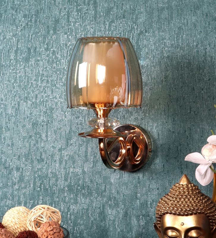 ELIANTE Jau Iron Wall Light | Glass Wall Lamp for Living Room, Bedroom, Dining Room, Kitchen | - S-471-1W | 3 Years Warranty | Free - LED LAMP - Image 2