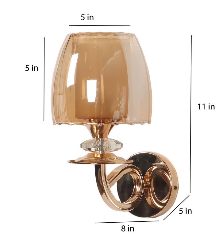 ELIANTE Jau Iron Wall Light | Glass Wall Lamp for Living Room, Bedroom, Dining Room, Kitchen | - S-471-1W | 3 Years Warranty | Free - LED LAMP - Image 4