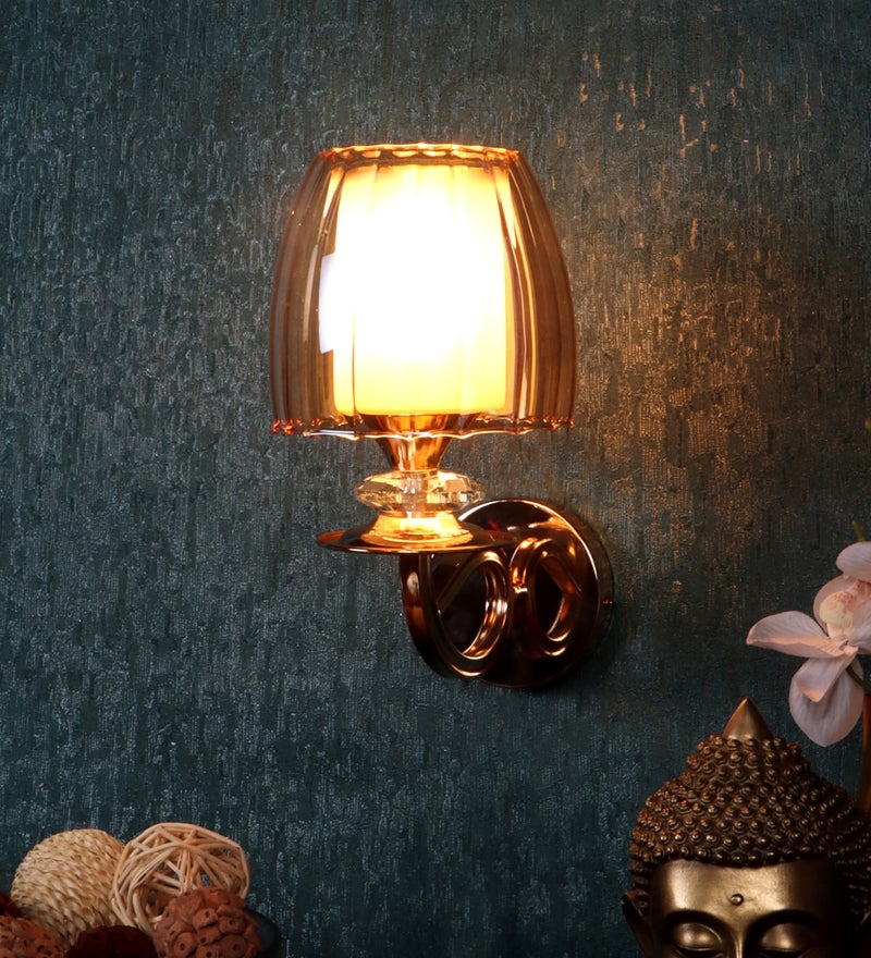 ELIANTE Jau Iron Wall Light | Glass Wall Lamp for Living Room, Bedroom, Dining Room, Kitchen | - S-471-1W | 3 Years Warranty | Free - LED LAMP - Image 1