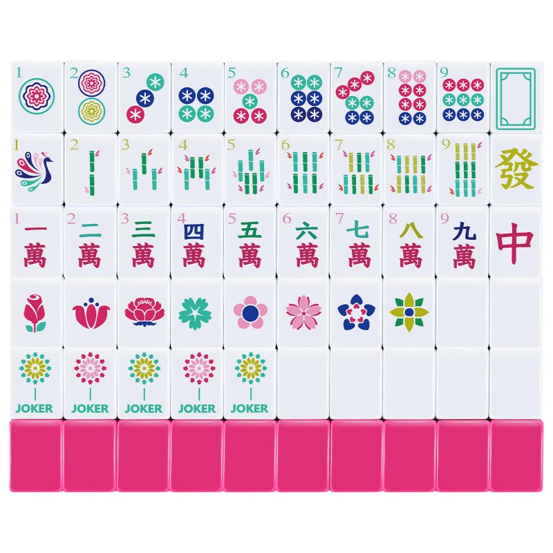 Arrowbash American Mahjong Set Only with 160 Mahjong Tiles 1.2-inch American Mah Jong Set Hand Carved Pattern for Adult Social Party, Mah Jong Lovers Gift (Rose Red) - Image 1