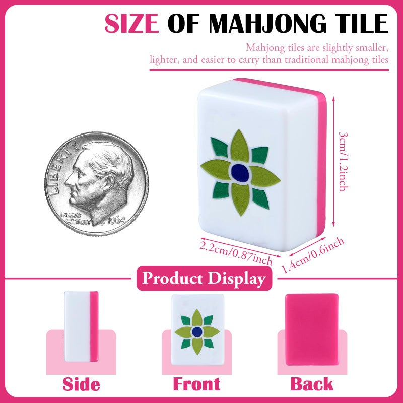 Arrowbash American Mahjong Set Only with 160 Mahjong Tiles 1.2-inch American Mah Jong Set Hand Carved Pattern for Adult Social Party, Mah Jong Lovers Gift (Rose Red) - Image 2