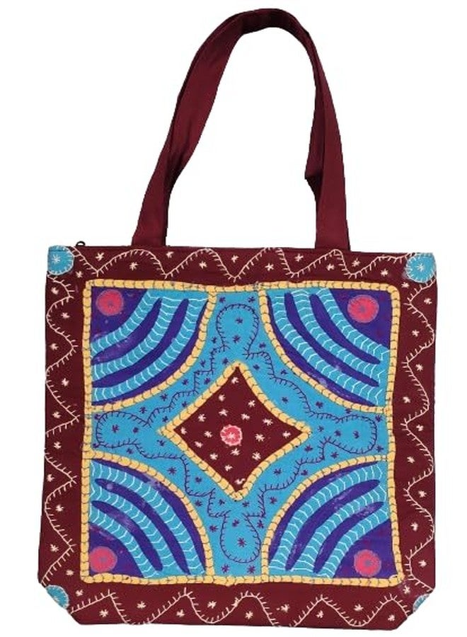 INDIACRAFT Cotton Jaipuri Handicraft Womens Sling Bag. (Brown) - Image 1