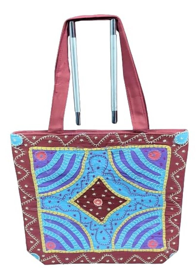 INDIACRAFT Cotton Jaipuri Handicraft Womens Sling Bag. (Brown) - Image 5