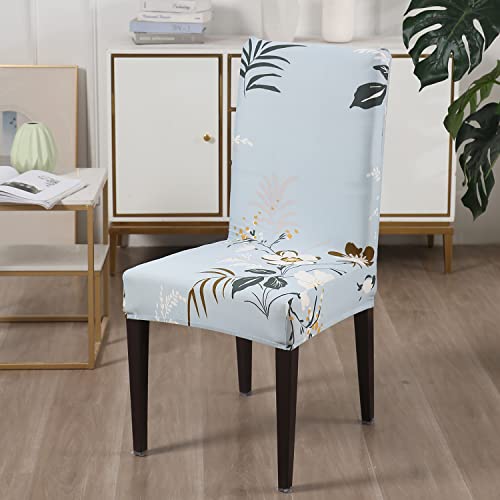 HOKIPO Polyester Blend Dining Chair Cover Set of 4 Seater Stretchable Elastic Slipcovers (Ar-4073-D1*4, Blue) - Image 2