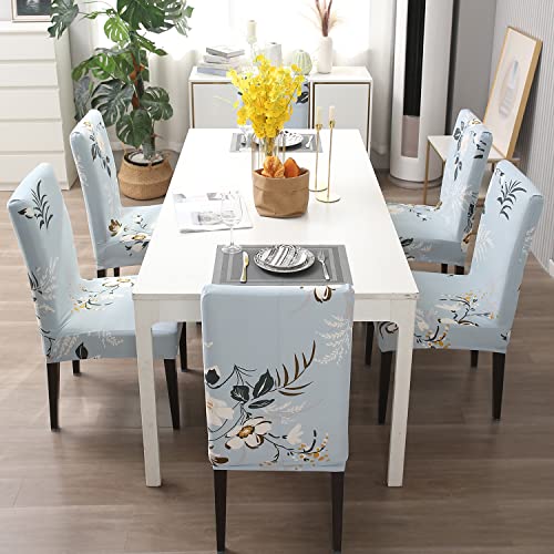 HOKIPO Polyester Blend Dining Chair Cover Set of 4 Seater Stretchable Elastic Slipcovers (Ar-4073-D1*4, Blue) - Image 3