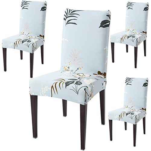 HOKIPO Polyester Blend Dining Chair Cover Set of 4 Seater Stretchable Elastic Slipcovers (Ar-4073-D1*4, Blue) - Image 1