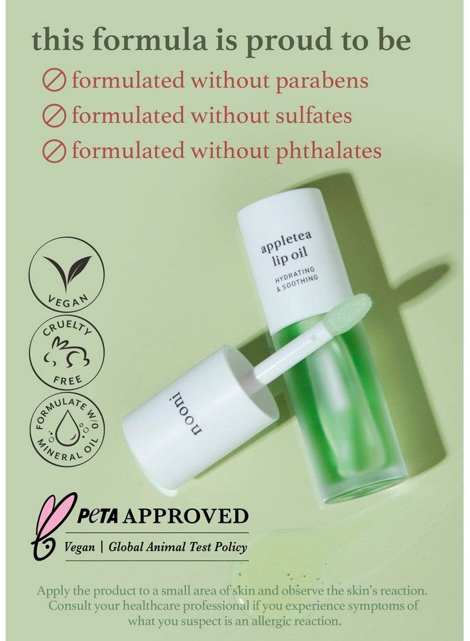 NOONI Korean Lip Oil Appletea | With Apple Seed Oil Lip Stain Moisturizing Glowing Revitalizing And Tinting For Dry Lips With Green Tea Extract 0.12 Fl Oz (Clear) - Image 4