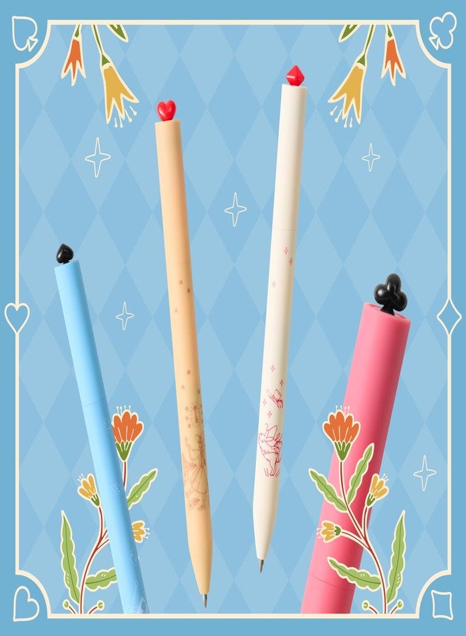 Kaco FIRST Gel Pens Cute Stationery Black Ink 4 Pieces Wonderland Garden Series, 0.5 mm Fine Point, Aesthetic Cute Pens for Journaling - Image 3