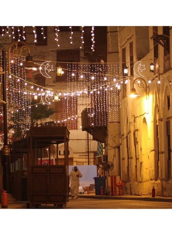 شريط إضاءة LED تزييني بطول 100 متر – أضواء زينة (Fairy lights) تتميز بخمسة أوضاع للتشغيل (ثابت، ووميض، وأنماط موجية)؛ مثالية لشهر رمضان والمناسبات الخاصة وحفلات الزفاف. - Image 5
