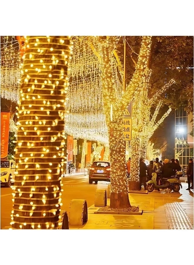 شريط إضاءة LED تزييني بطول 100 متر – أضواء زينة (Fairy lights) تتميز بخمسة أوضاع للتشغيل (ثابت، ووميض، وأنماط موجية)؛ مثالية لشهر رمضان والمناسبات الخاصة وحفلات الزفاف. - Image 3
