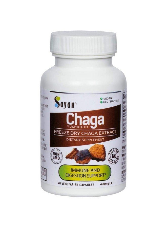Sayan Siberian Chaga Mushroom Extract - 90 Capsules/420mg ea - Natural & Wild-Harvest Antioxidant Supplement - Immune System Support & Regulate Body Functions - Vegan, Non-GMO, No Fillers or Additives - Image 1