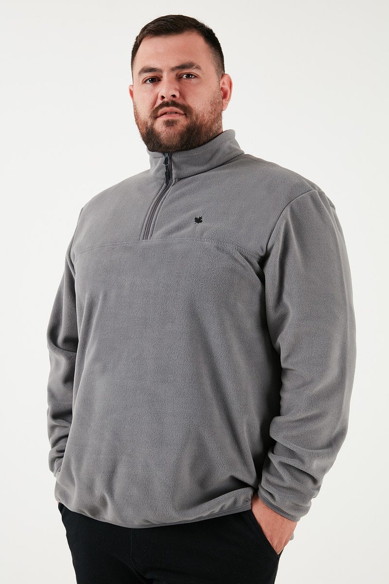 Buratti Regular Fit Anti-Pilling Plus Size Stand Collar Winter Raised Polar Fleece Men's Polar 5906001B - Image 1