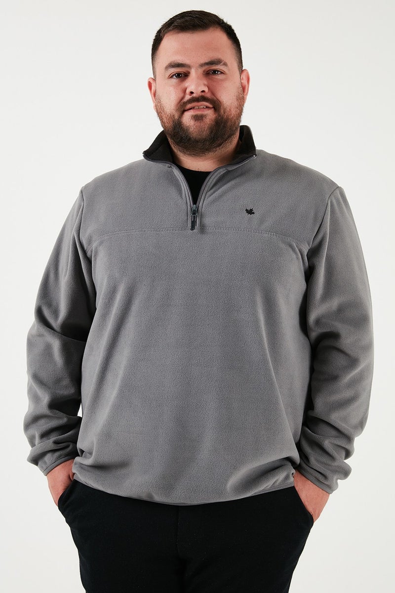 Buratti Regular Fit Anti-Pilling Plus Size Stand Collar Winter Raised Polar Fleece Men's Polar 5906001B - Image 5