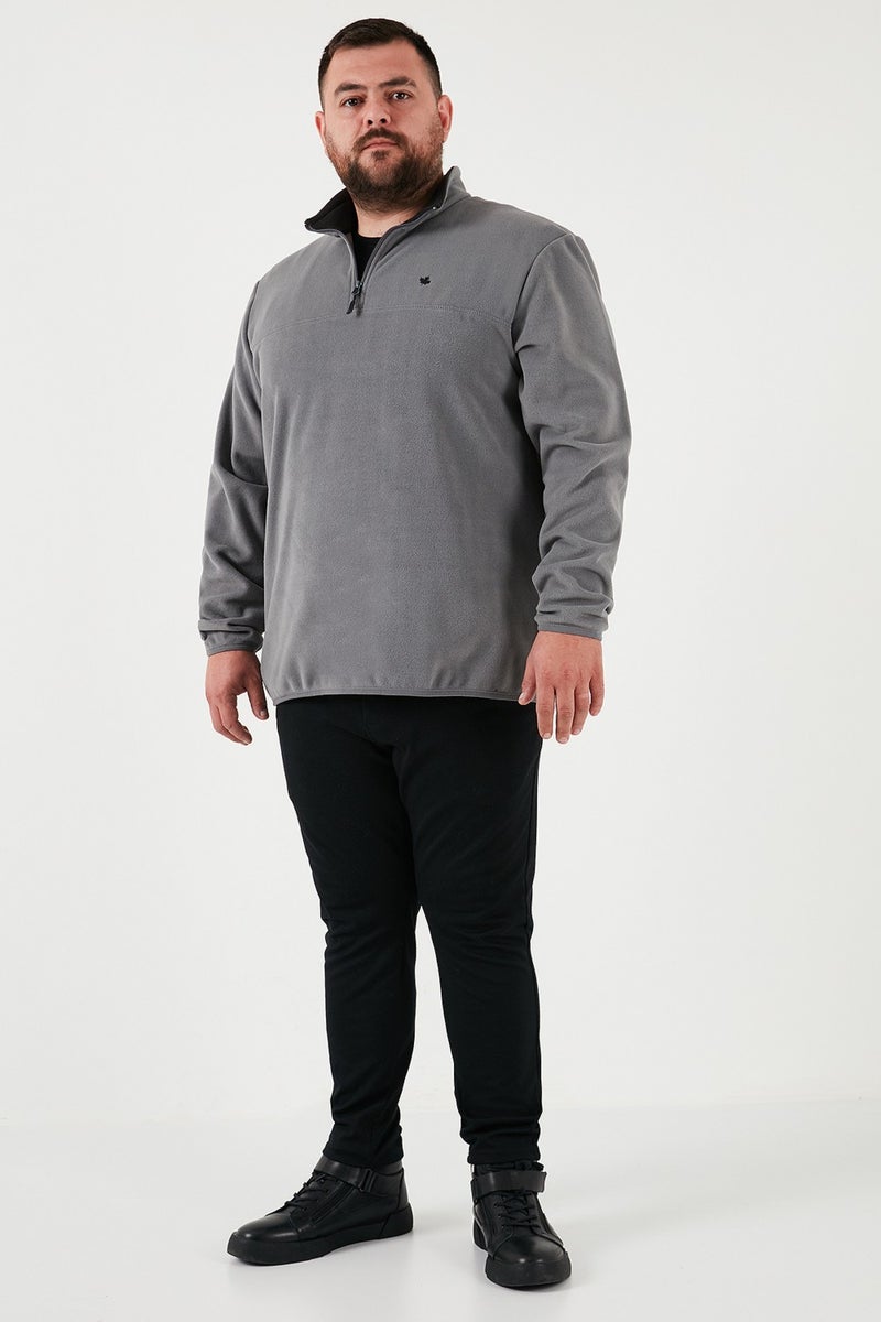 Buratti Regular Fit Anti-Pilling Plus Size Stand Collar Winter Raised Polar Fleece Men's Polar 5906001B - Image 2