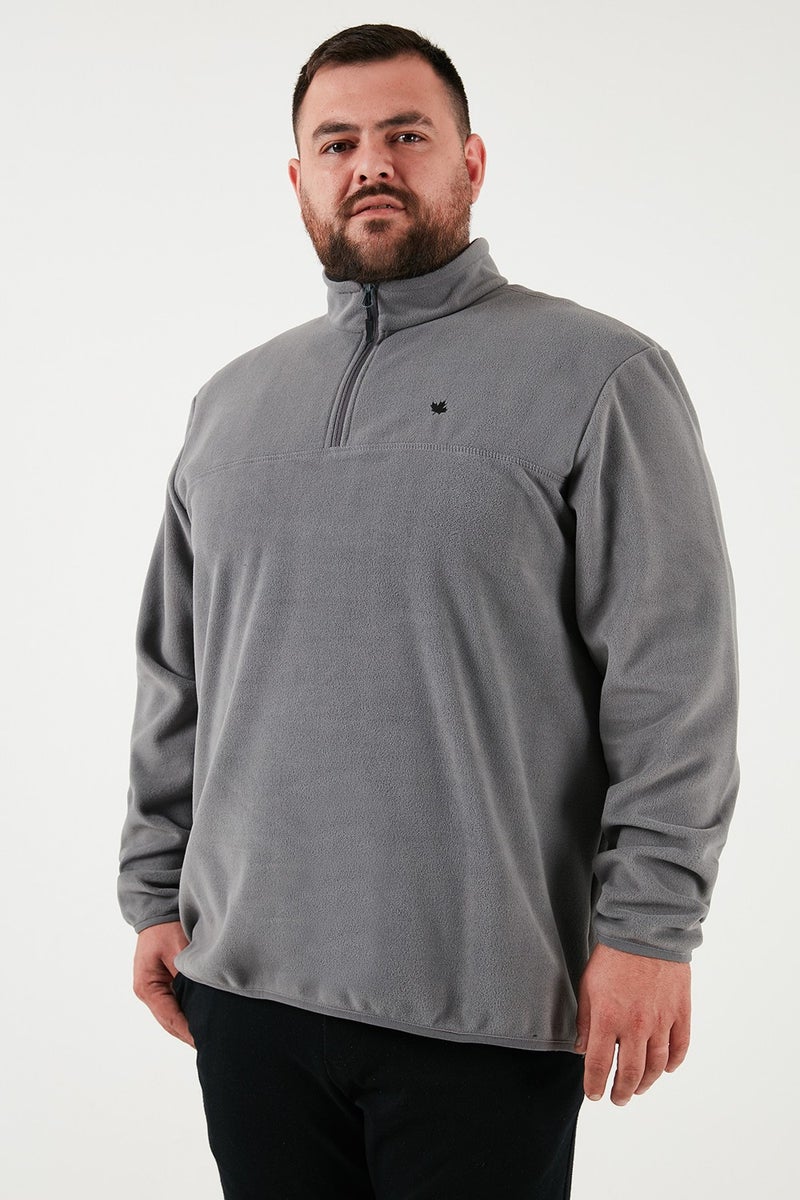 Buratti Regular Fit Anti-Pilling Plus Size Stand Collar Winter Raised Polar Fleece Men's Polar 5906001B - Image 3