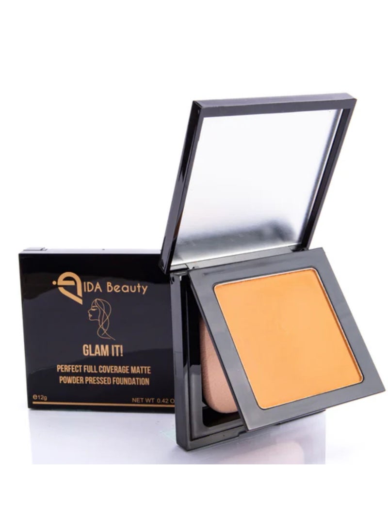 IDA Beauty - Glam It! Perfect Full Coverage Matte Powder Pressed Foundation | 2-in-1 Setting & Foundation | Matte Finish, Long-Lasting, Lightweight | Vegan, Halal, Cruelty-Free - Image 1