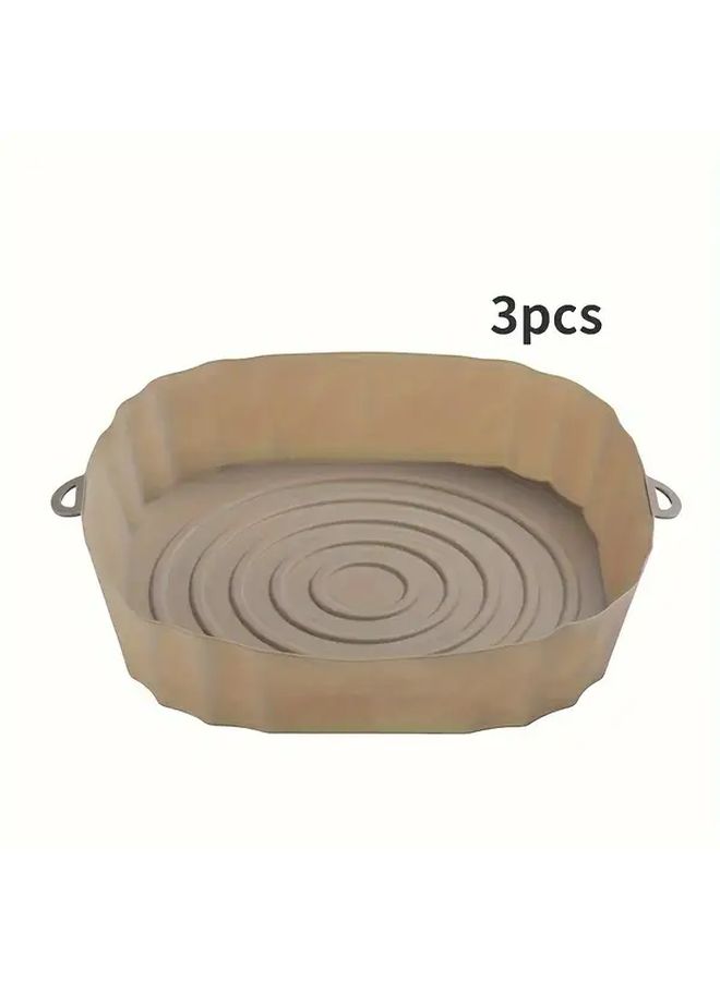 Green Silicone Air Fryer Liners 3pcs Non Toxic Reusable Oven Safe Kitchen Accessories - Image 4