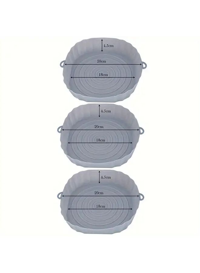 Green Silicone Air Fryer Liners 3pcs Non Toxic Reusable Oven Safe Kitchen Accessories - Image 2