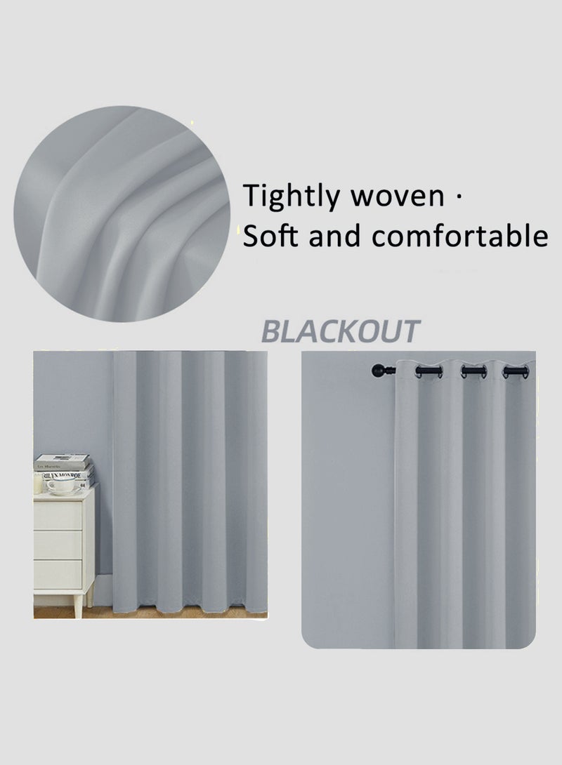 l&wen Solid Blackout Polyester Curtains, Grommet Top, 90% Light Blocking, 1 Panel, Fits Windows 70-93cm Wide (Light Gray 140W x 262H cm) - Image 4