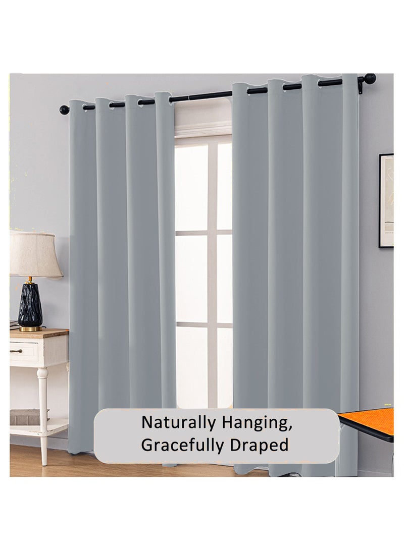 l&wen Solid Blackout Polyester Curtains, Grommet Top, 90% Light Blocking, 1 Panel, Fits Windows 70-93cm Wide (Light Gray 140W x 262H cm) - Image 3