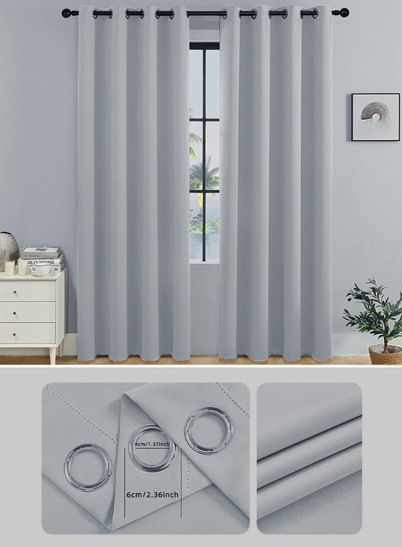 l&wen Solid Blackout Polyester Curtains, Grommet Top, 90% Light Blocking, 1 Panel, Fits Windows 70-93cm Wide (Light Gray 140W x 262H cm) - Image 5