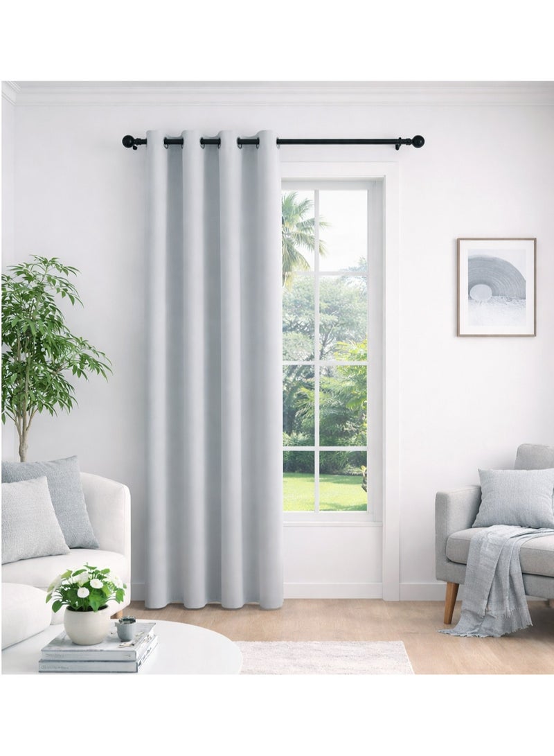 l&wen Solid Blackout Polyester Curtains, Grommet Top, 90% Light Blocking, 1 Panel, Fits Windows 70-93cm Wide (Light Gray 140W x 262H cm) - Image 1