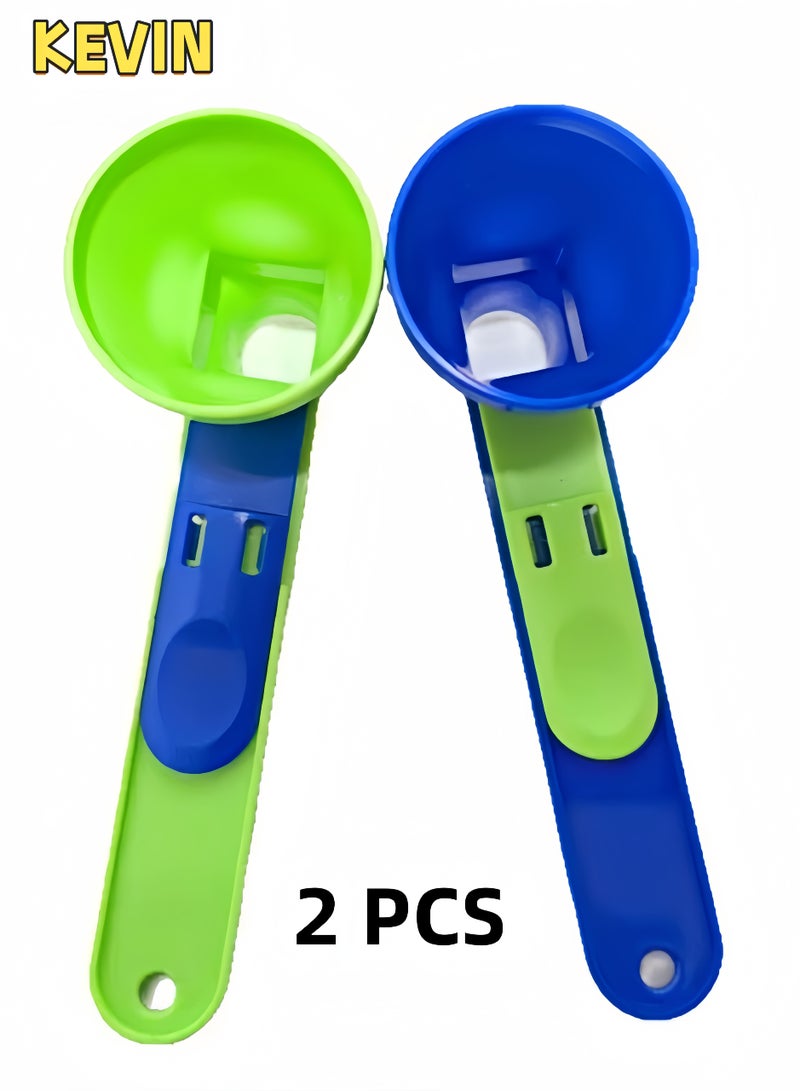 كيفن طقم ملاعق قياس خالية من الرواسب، مقاومة للانسكاب، قابلة للنقل، قابلة للتعديل لبودرة الحليب (أخضر أزرق) - Image 1